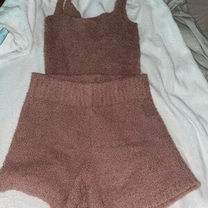 SKIMS Cozy Knit Tank and Shorts Set in Brown